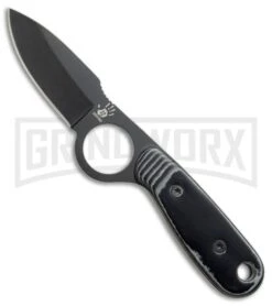 12 Survivors BKE Black Micarta Fixed Blade Knife - Black Plain