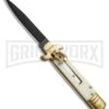 8" Leverlock Sim Ivory Automatic Knife - Bayonet Black Plain -Kershaw Sale Store 7.625in Leverlock Sim Ivory Bayo Black GBS1875BK BP 19559 jr large