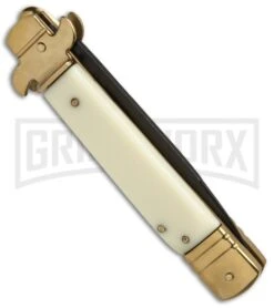 8" Leverlock Sim Ivory Automatic Knife - Bayonet Black Plain -Kershaw Sale Store 7.625in Leverlock Sim Ivory Bayo Black GBS1875BK BP 19559 jr side large