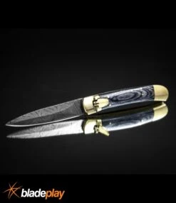 9" Damascus Leverlock Blackwood Automatic Knife - Dagger Damascus Plain -Kershaw Sale Store 8.75in LL Dagger Auto Stiletto Blackwood Damascus LV1B BHQ 71507 jr large