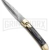 9" Damascus Leverlock Blackwood Automatic Knife - Dagger Damascus Plain -Kershaw Sale Store 8.75in LL Dagger Stiletto Blackwood Damascus LV1B BHQ 71507 jr large