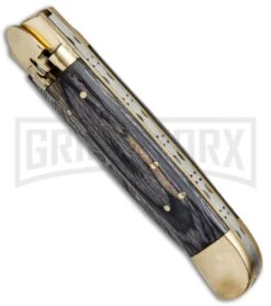 9" Damascus Leverlock Blackwood Automatic Knife - Dagger Damascus Plain -Kershaw Sale Store 8.75in LL Dagger Stiletto Blackwood Damascus LV1B BHQ 71507 jr spine large