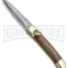 9" Damascus Leverlock Dark Wood Automatic Knife - Dagger Damascus Plain -Kershaw Sale Store 8.75in LL Dagger Stiletto Dark Wood Damascus LV1R BHQ 71506 jr large