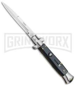 9.5" Anomaly Stiletto Black Automatic Knife - Bayonet Satin Plain