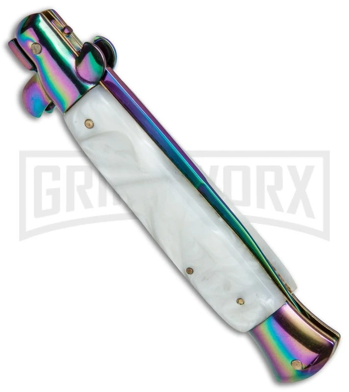 9.5" Anomaly Stiletto Sim Pearl Automatic Knife - Bayonet Spectrum Plain 3 9.5" Anomaly Stiletto Sim Pearl Automatic Knife - Bayonet Spectrum Plain - Image 3