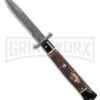 9" AKC Stag Hornw/ Black Bolsters Italian Swinguard Auto Knife - Damascus Bayo 8 9" AKC Stag Hornw/ Black Bolsters Italian Swinguard Auto Knife - Damascus Bayo -Kershaw Sale Store 9in AKC Stag Horn w Black Bolsters Italian Swinguard Auto Knife Damascus Bayo GX 47015 hd large