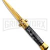 9" Milano Stiletto Black Marble Gold Blade Automatic Knife - Gold Plain -Kershaw Sale Store 9in Milano Stiletto Black Marble Gold Blade Automatic Knife Gold Plain GSE018GDMBK GX 35286 LS 2 large