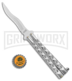 Kriss Blade Silver Butterfly Balisong Knife - Satin Plain 7 Kriss Blade Silver Butterfly Balisong Knife - Satin Plain -Kershaw Sale Store 9in Silver Butterfly Kriss Blade Satin GX 2609 jr bottlecap large