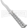 Kriss Blade Silver Butterfly Balisong Knife - Satin Plain -Kershaw Sale Store 9in Silver Butterfly Kriss Blade Satin GX 2609 jr large