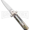 AGA 6" Lever Lock Horn Automatic Knife W/Cross Bolsters - Satin Plain 11 AGA 6" Lever Lock Horn Automatic Knife W/Cross Bolsters - Satin Plain -Kershaw Sale Store AGA 6in LL Horn Auto Cross Bolsters Satin BHQ 177246 jr large