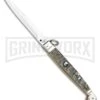 A.G.A. Campolin 9" Ram Horn Sicilian Ring Pull Automatic Knife - Bayonet -Kershaw Sale Store AGA Camplin 9in Sicilian Ring Pull Auto Ram Horn Satin Bayo BHQ 100997 jr large