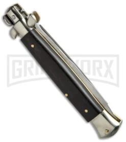 AGA Campolin 10" Ebony Picklock Stiletto Automatic Knife - Satin Kris -Kershaw Sale Store AGA Campolin 10in Stiletto Ebony Satin Kriss BP 19130 jr side large