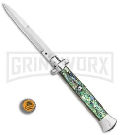 AGA Campolin 15" Italian Abalone Automatic Knife - Bayonet -Kershaw Sale Store AGA Campolin 15in Auto Italian Stiletto Abalone 7in satin BHQ 87415 er bottlecap large