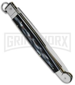 A.G.A. Campolin 16" Sim Horn Sicilian Ring Pull Automatic Knife - Satin Plain 6 A.G.A. Campolin 16" Sim Horn Sicilian Ring Pull Automatic Knife - Satin Plain -Kershaw Sale Store AGA Campolin 16in Sicilan Ring Pull Sim Horn BHQ 71213 jr side large