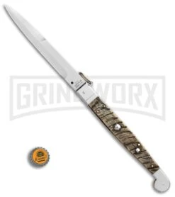 A.G.A. Campolin 16" Ram Horn Sicilian Ring Pull Automatic Knife - Bayonet 7 A.G.A. Campolin 16" Ram Horn Sicilian Ring Pull Automatic Knife - Bayonet -Kershaw Sale Store AGA Campolin 16in Sicilian Ring Pull Auto Ram Horn Satin Bayo BHQ 87416 er bottlecap large