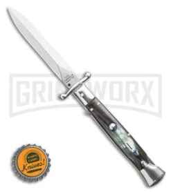 AGA Campolin 9" Stiletto Swinguard Brazilian Horn Automatic Knife - Dagger 7 AGA Campolin 9" Stiletto Swinguard Brazilian Horn Automatic Knife - Dagger -Kershaw Sale Store AGA Campolin 9 Swinguard Automatic Knife Brazilian Horn 5.75 Satin Dagger BHQ 121424 LS Bottlecap large