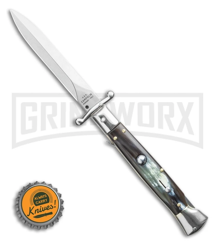 AGA Campolin 9" Stiletto Swinguard Brazilian Horn Automatic Knife - Dagger 4 AGA Campolin 9" Stiletto Swinguard Brazilian Horn Automatic Knife - Dagger - Image 4