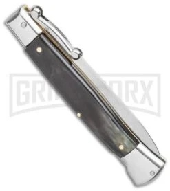 AGA Campolin 9" Stiletto Swinguard Brazilian Horn Automatic Knife - Dagger 6 AGA Campolin 9" Stiletto Swinguard Brazilian Horn Automatic Knife - Dagger -Kershaw Sale Store AGA Campolin 9 Swinguard Automatic Knife Brazilian Horn 5.75 Satin Dagger BHQ 121424 LS Side large