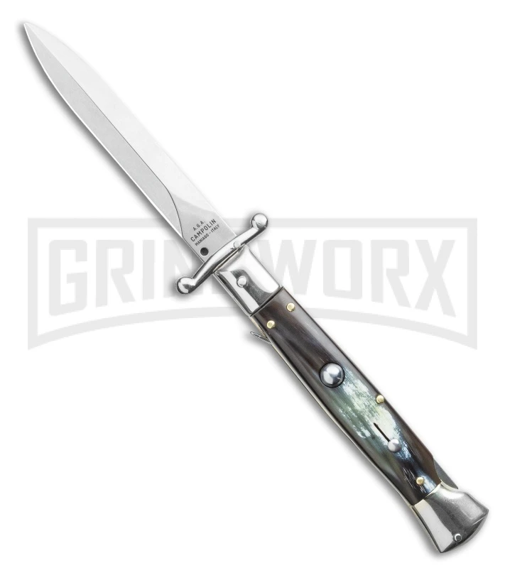 AGA Campolin 9" Stiletto Swinguard Brazilian Horn Automatic Knife - Dagger 1 AGA Campolin 9" Stiletto Swinguard Brazilian Horn Automatic Knife - Dagger
