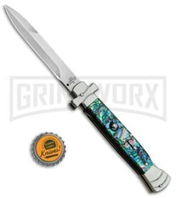 A.G.A. Campolin 9" Maltese Cross Abalone Stiletto Automatic Knife - Bayo Satin 7 A.G.A. Campolin 9" Maltese Cross Abalone Stiletto Automatic Knife - Bayo Satin -Kershaw Sale Store AGA Campolin 9in Bayo Italian Stiletto Auto Abalone Satin BP 28947 jr bottlecap large