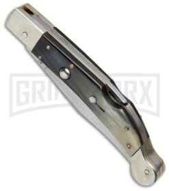 AGA Campolin Sahara Dark Horn Italian Stiletto Automatic Knife - Mirror Plain -Kershaw Sale Store AGA Campolin 9in Shara Italian Stiletto LB Dark Horn Mirror BHQ 74050 jr spine large