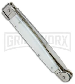 A.G.A. Campolin 9" Sicilian White Pearlex Picklock Automatic Knife - Bayonet -Kershaw Sale Store AGA Campolin 9in Sicilian White Pearlex Picklock Bayo BP 19446 jr side large