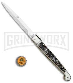 A.G.A. Campolin 12" Brazilian Stag Sicilian Picklock Automatic Knife - Bayonet -Kershaw Sale Store AGA Campolin Brazilian Stag Sicilian Picklock Bayo BP 16455 jr bottlecap large