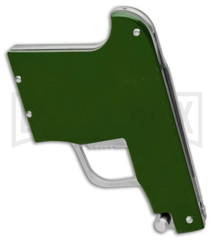 AGA Campolin Green Automatic Gun Knife - Satin Plain 3 AGA Campolin Green Automatic Gun Knife - Satin Plain - Image 3