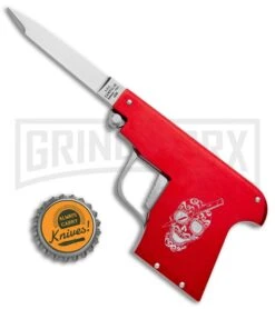 AGA Campolin Red Automatic Gun Knife - Satin Plain -Kershaw Sale Store AGA Campolin Gun Knife Auto Red Satin CEM PIS RED GX 33940 jr bottlecap large