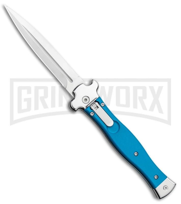AGA Campolin Zero Blue G-10 Leverlock Automatic Knife - Dagger Satin Plain 1 AGA Campolin Zero Blue G-10 Leverlock Automatic Knife - Dagger Satin Plain