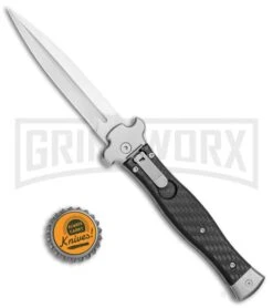 AGA Campolin Zero Carbon Fiber Leverlock Automatic Knife - Dagger Satin Plain -Kershaw Sale Store AGA Campolin Zero Dagger LL Auto CF Satin AGA01CF SD BHQ 79656 jr bottlecap large