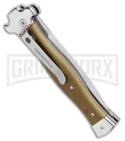 AGA Campolin Zero Green Aluminum Leverlock Automatic Knife - Dagger Satin Plain -Kershaw Sale Store AGA Campolin Zero Dagger LL Auto Green Alum Satin AGA01ALOD LD BHQ 99415 jr side large