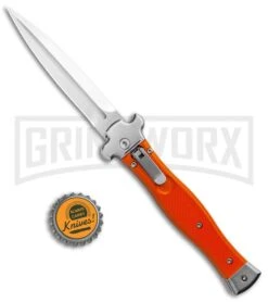 AGA Campolin Zero Orange G-10 Leverlock Automatic Knife - Dagger Satin Plain -Kershaw Sale Store AGA Campolin Zero Dagger Leverlock Auto Orange G 10 Satin AGA01O SD BHQ 94617 jr bottlecap large