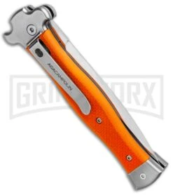 AGA Campolin Zero Orange G-10 Leverlock Automatic Knife - Dagger Satin Plain -Kershaw Sale Store AGA Campolin Zero Dagger Leverlock Auto Orange G 10 Satin AGA01O SD BHQ 94617 jr side large