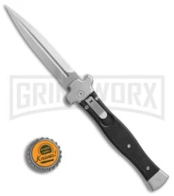 AGA Campolin Zero Black G-10 Leverlock Automatic Knife - Dagger Stonewash Plain -Kershaw Sale Store AGA Campolin Zero Dagger black G10 sw BHQ 74034 er bottlecap large