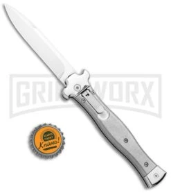 AGA Campolin Zero Gray Aluminum Leverlock Auto Knife - Bayonet Tumbled -Kershaw Sale Store AGA Campolin Zero Italian LL Gray Aluminum Tumbled AGA01ALP B BHQ 97991 jr bottlecap large