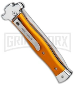 AGA Campolin Zero Orange Aluminum Leverlock Automatic - Bayonet Tumbled Plain -Kershaw Sale Store AGA Campolin Zero Italian LL Orange Aluminum Tumbled AGA01ALO LB BHQ 97990 jr side large