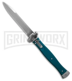 AGA Campolin Zero Italian Leverlock Auto Knife Blue Aluminum - Satin Bayonet