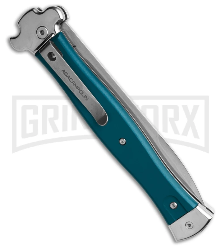 AGA Campolin Zero Italian Leverlock Auto Knife Blue Aluminum - Satin Bayonet 3 AGA Campolin Zero Italian Leverlock Auto Knife Blue Aluminum - Satin Bayonet - Image 3