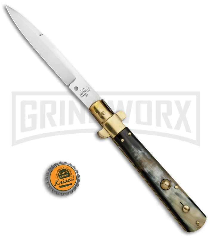 AGA Campolin 11" Frosolone Brazilian Horn/Brass Stiletto Automatic - Bayonet 5 AGA Campolin 11" Frosolone Brazilian Horn/Brass Stiletto Automatic - Bayonet - Image 5
