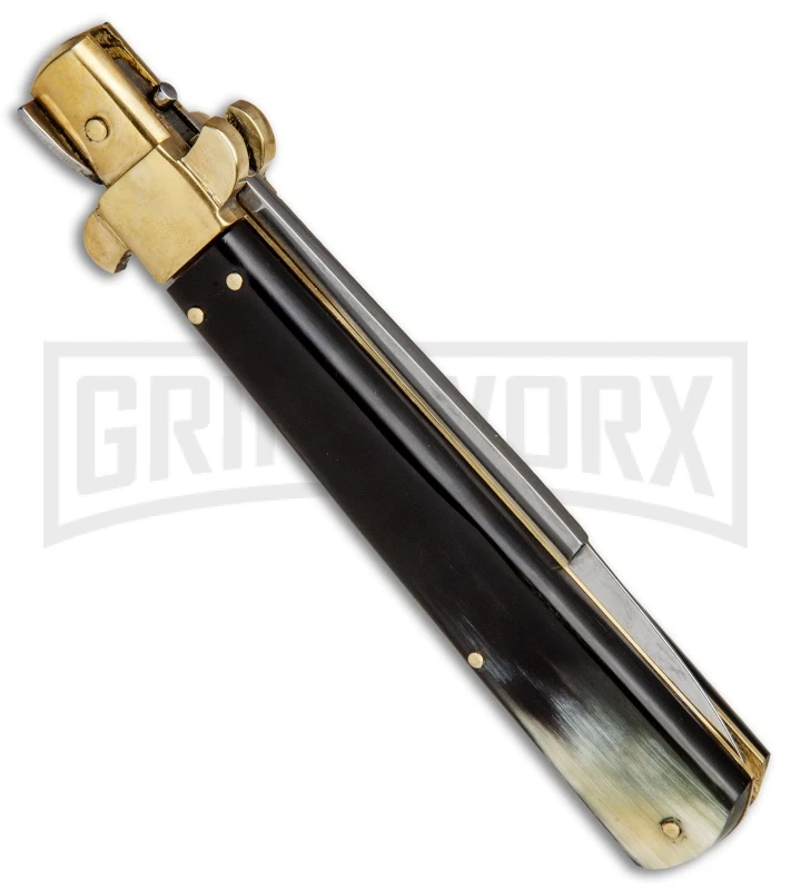 AGA Campolin 11" Frosolone Brazilian Horn/Brass Stiletto Automatic - Bayonet 3 AGA Campolin 11" Frosolone Brazilian Horn/Brass Stiletto Automatic - Bayonet - Image 3