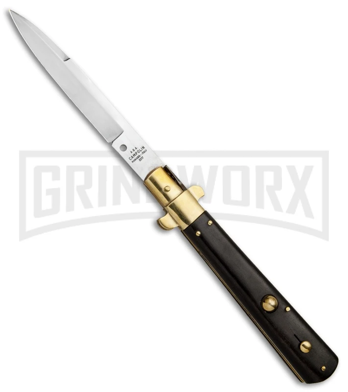 AGA Campolin 11" Frosolone Ebony/Brass Stiletto Automatic Knife - Bayonet 1 AGA Campolin 11" Frosolone Ebony/Brass Stiletto Automatic Knife - Bayonet