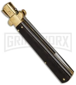 AGA Campolin 11" Frosolone Ebony/Brass Stiletto Automatic Knife - Bayonet 7 AGA Campolin 11" Frosolone Ebony/Brass Stiletto Automatic Knife - Bayonet -Kershaw Sale Store AGA Frosolone Ebony Brass 11in Bayo BP 29295 jr side large