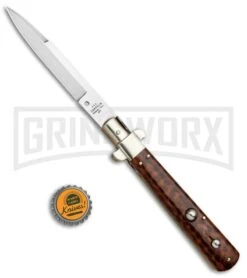 AGA Campolin 11" Frosolone Snake Wood Stiletto Automatic Knife - Bayonet -Kershaw Sale Store AGA Frosolone Snake Nickel 11in Bayo BP 29298 jr bottlecap large