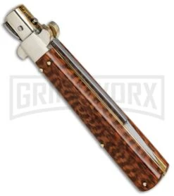 AGA Campolin 11" Frosolone Snake Wood Stiletto Automatic Knife - Bayonet -Kershaw Sale Store AGA Frosolone Snake Nickel 11in Bayo BP 29298 jr side large
