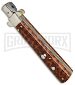 AGA Campolin 11" Frosolone Snake Wood Stiletto Automatic Knife - Bayonet -Kershaw Sale Store AGA Frosolone Snake Nickel 11in Bayo BP 29298 jr spine large
