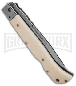 Italian Style 11" Roma Ivory Automatic Swinguard - Drop Point Polished Plain 6 Italian Style 11" Roma Ivory Automatic Swinguard - Drop Point Polished Plain -Kershaw Sale Store AKC 11in Roma Automatic Swinguard DP Ivory 4in Polished BHQ 153347 td side large