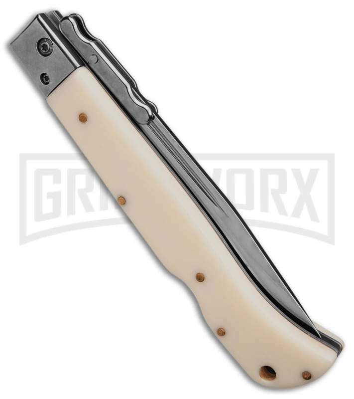 Italian Style 11" Roma Ivory Automatic Swinguard - Drop Point Polished Plain 3 Italian Style 11" Roma Ivory Automatic Swinguard - Drop Point Polished Plain - Image 3