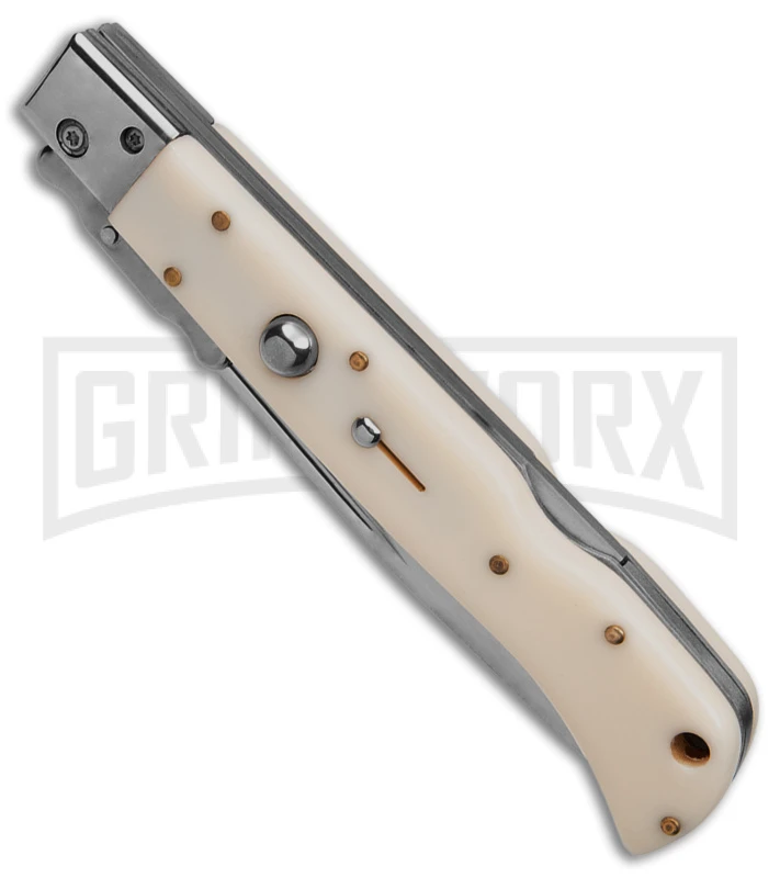 Italian Style 11" Roma Ivory Automatic Swinguard - Drop Point Polished Plain 2 Italian Style 11" Roma Ivory Automatic Swinguard - Drop Point Polished Plain - Image 2