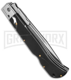 Italian Style 11" Roma Marbled Black Swinguard Stiletto Knife - Polished Plain 6 Italian Style 11" Roma Marbled Black Swinguard Stiletto Knife - Polished Plain -Kershaw Sale Store AKC 11in Roma Automatic Swinguard Drop Point Black Marble 4in Polished BHQ 164940 td side large